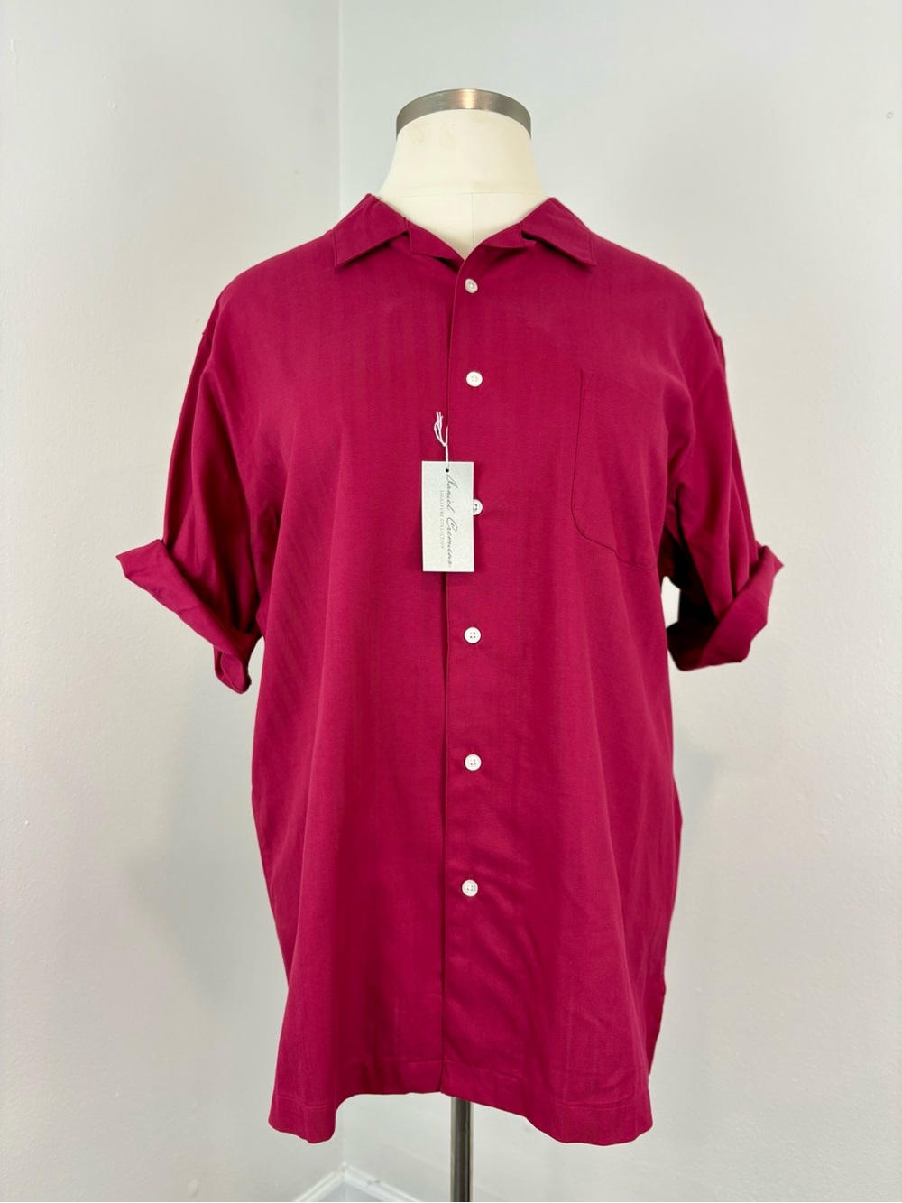NWT Daniel Cremieux Maroon Short Sleeve Camp Shirt